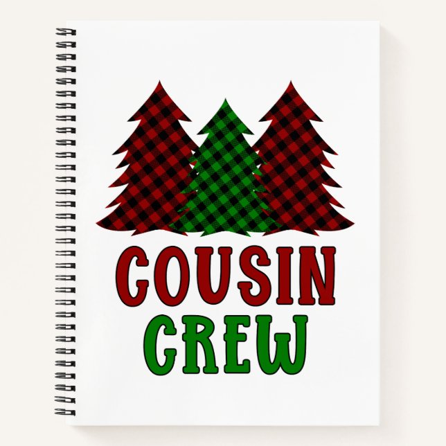 Cousin Crew Buffalo Karierter Weihnachtsbaum Notizbuch (Vorderseite)