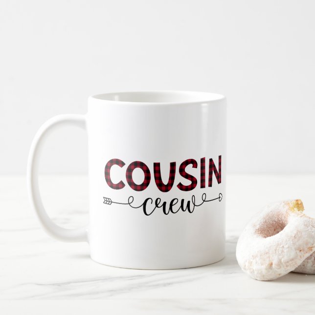 Cousin Crew Buffalo Kariertes Muster Weihnachten Kaffeetasse (Mit Donut)