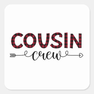 Cousin Crew Buffalo Kariertes Muster Weihnachten Quadratischer Aufkleber