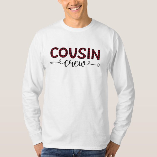Cousin Crew Buffalo Kariertes Muster Weihnachten T-Shirt (Vorderseite)