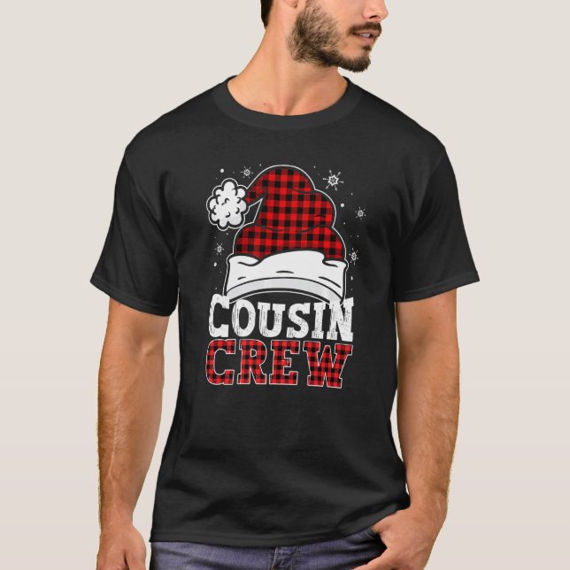Cousin Crew Buffalo Red Plaid Santa Hat Christmas  T-Shirt (Vorderseite)