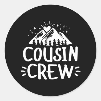 Cousin Crew Camping Außengebirge Sommer Runder Aufkleber