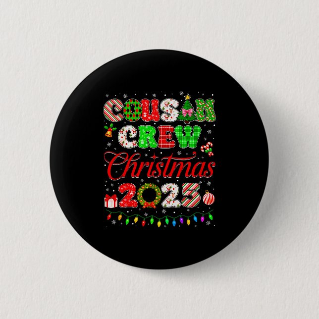 Cousin Crew Christmas 2025 Pjs Pajamas Xmas Family Button (Vorderseite)