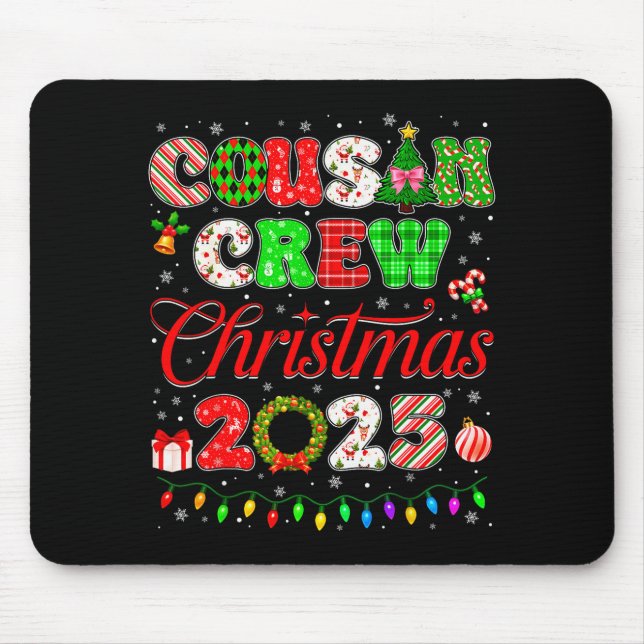 Cousin Crew Christmas 2025 Pjs Pajamas Xmas Family Mousepad (Vorne)