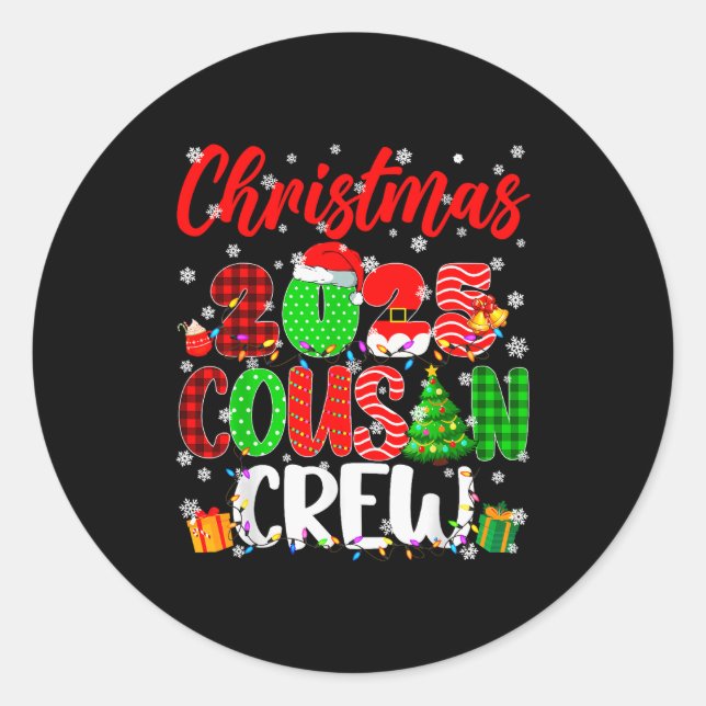 Cousin Crew Christmas 2025 Pjs Pajamas Xmas Family Runder Aufkleber (Vorderseite)