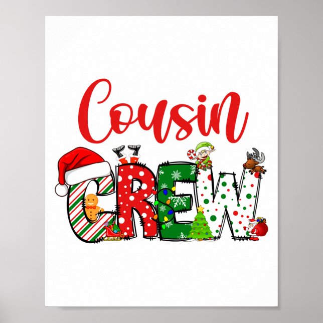 Cousin Crew Christmas Family Pajama Front And Back Poster (Vorne)
