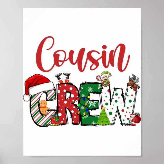 Cousin Crew Christmas Family Pajama Front And Back Poster (Vorne)