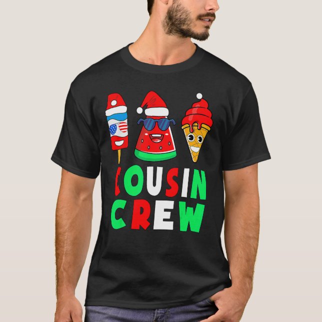 Cousin Crew Christmas In July Squad Pajamas Matchi T-Shirt (Vorderseite)