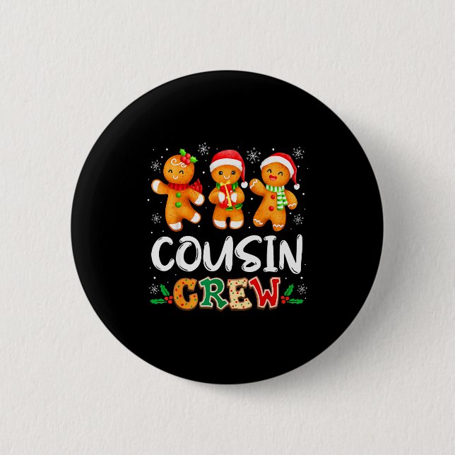 Cousin Crew Christmas Pajama Shirt Gingerbread Man Button (Vorderseite)
