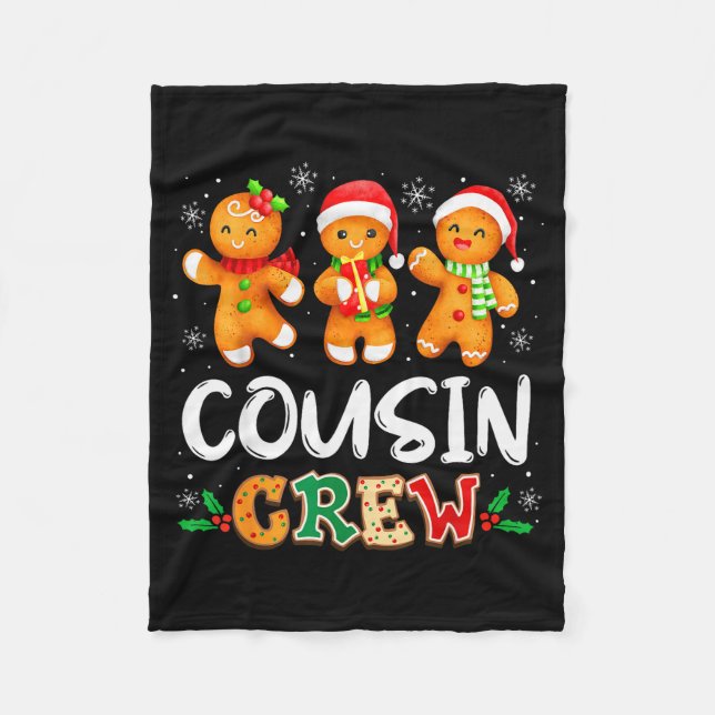 Cousin Crew Christmas Pajama Shirt Gingerbread Man Fleecedecke (Vorderseite)