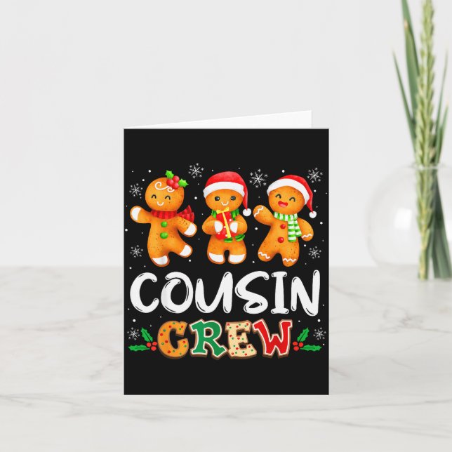 Cousin Crew Christmas Pajama Shirt Gingerbread Man Karte (Vorderseite)