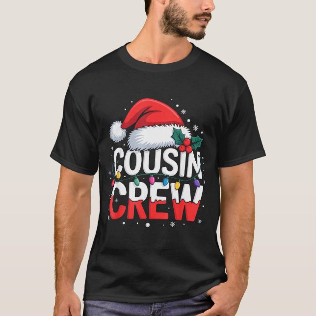 Cousin Crew Christmas Reindeer Antlers Hat Lights  T-Shirt (Vorderseite)