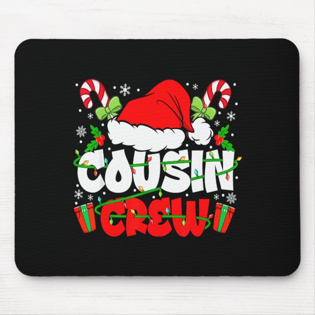 Cousin Crew Christmas Santa Hat Lights Xmas Men Bo Mousepad (Vorne)