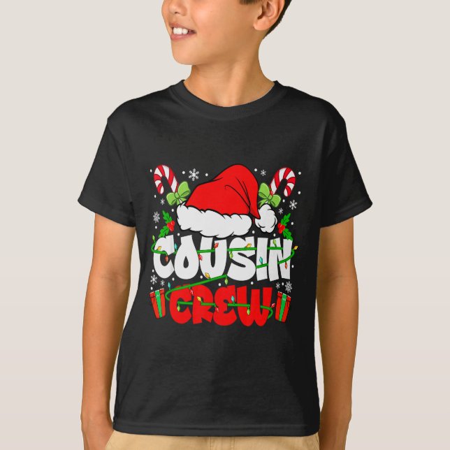 Cousin Crew Christmas Santa Hat Lights Xmas Men Bo T-Shirt (Vorderseite)