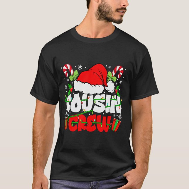 Cousin Crew Christmas Santa Hat Lights Xmas Men Bo T-Shirt (Vorderseite)
