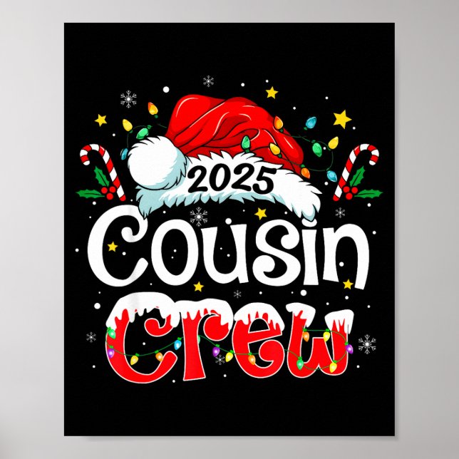 Cousin Crew Christmas Xmas Lights Family Matching  Poster (Vorne)