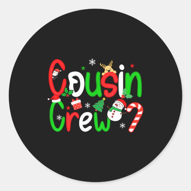 Cousin Crew Christmas Xmas Lights Family Matching  Runder Aufkleber (Vorderseite)