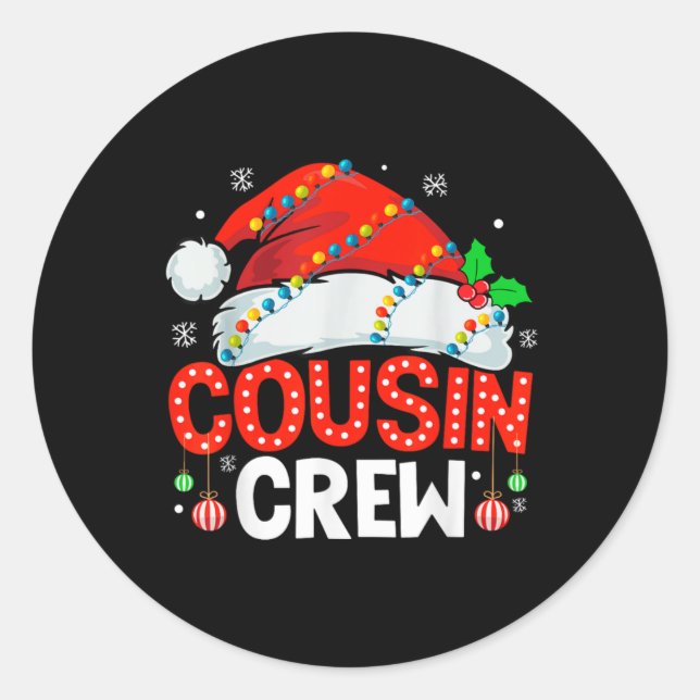 Cousin Crew Christmas Xmas Lights Family Matching  Runder Aufkleber (Vorderseite)