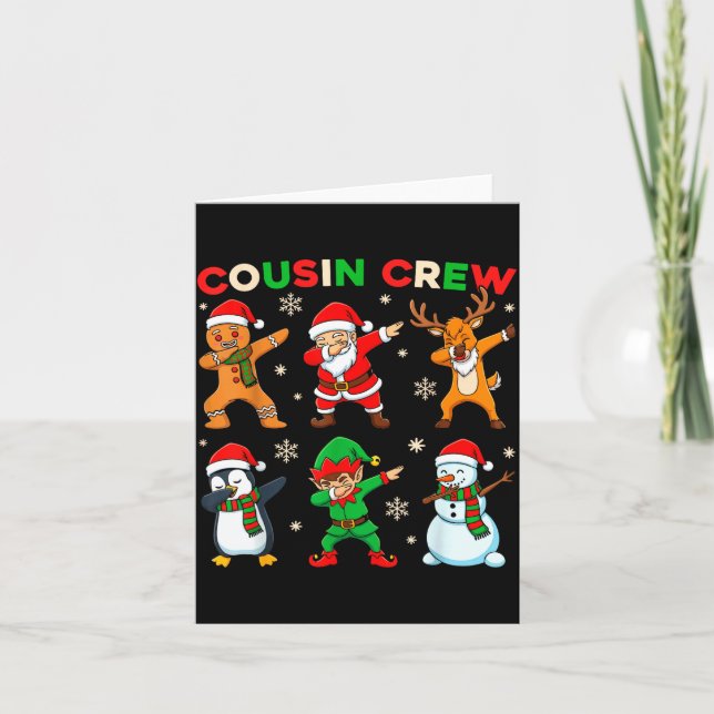 Cousin Crew Dabbing Santa Elf Friends Christmas Fu Karte (Vorderseite)