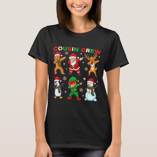Cousin Crew Dabbing Santa Elf Friends Christmas Fu T-Shirt (Vorderseite)