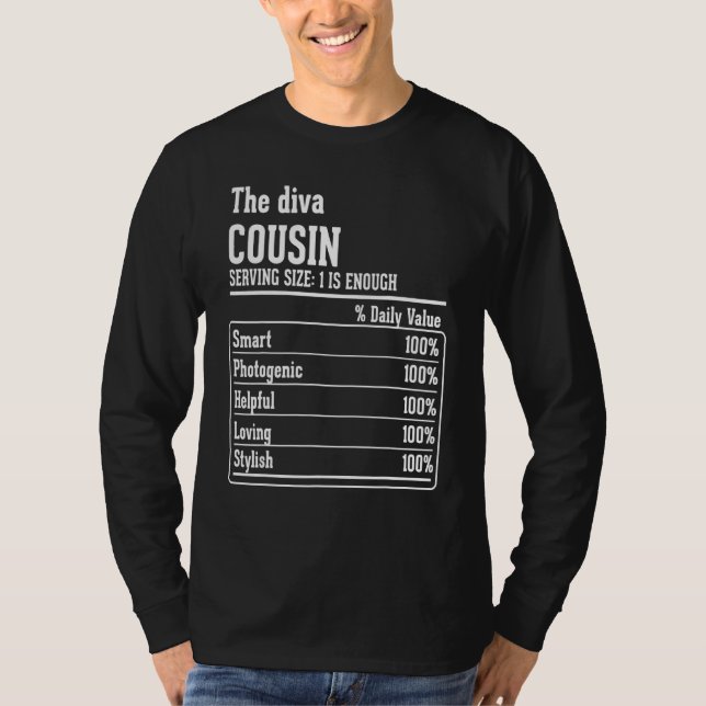 Cousin Crew Ernährung Fakten Der Diva-Cousin T-Shirt (Vorderseite)