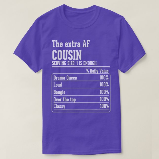 Cousin Crew Ernährung Fakten der Etra AF-Cousin  T-Shirt (Design vorne)