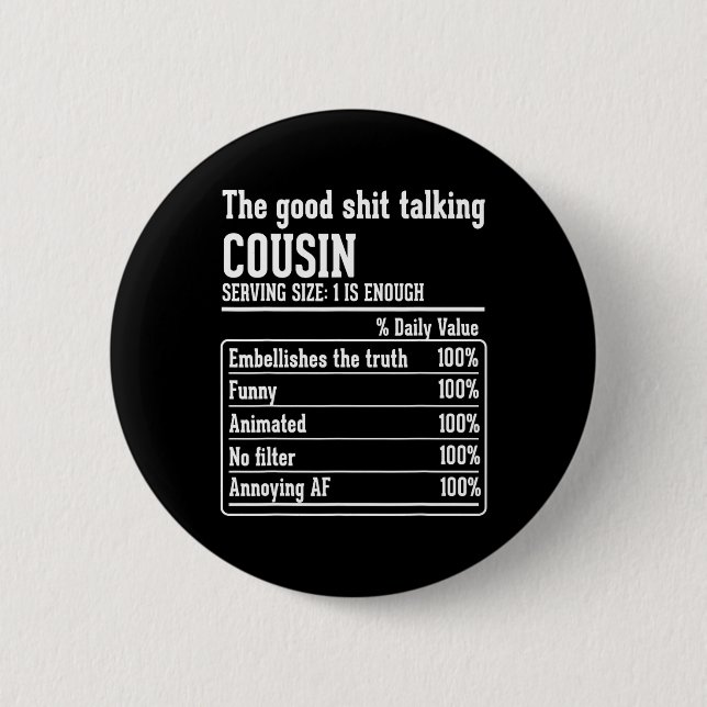Cousin Crew Ernährung Fakten Der gute Gesprächspar Button (Vorderseite)