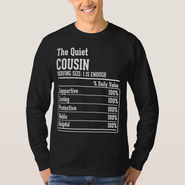 Cousin Crew Ernährung Fakten für den ruhigen Cousi T-Shirt (Vorderseite)