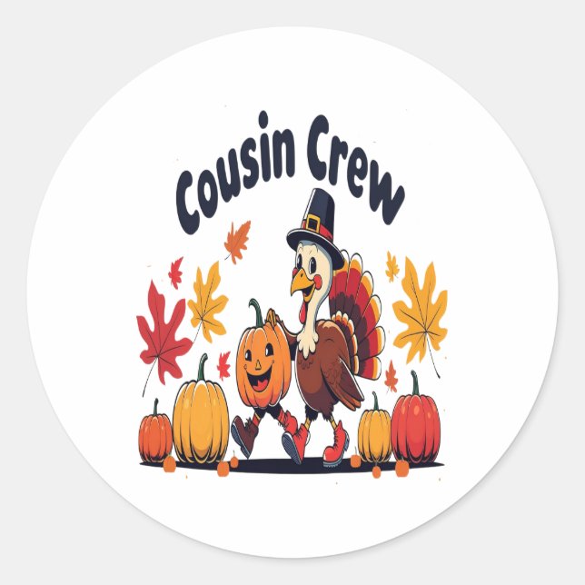 Cousin Crew Erntedank Pumpkin Runder Aufkleber (Vorderseite)