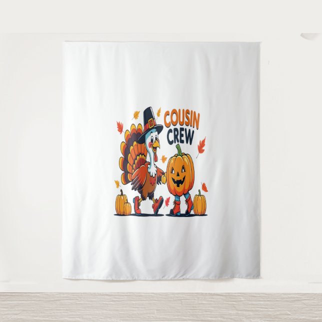 Cousin Crew Erntedank Pumpkin Wandteppich (Vorderseite)