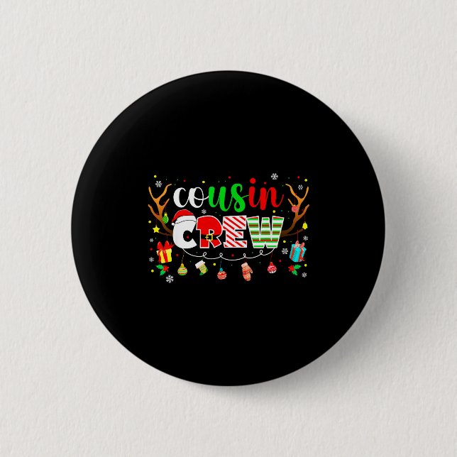 Cousin Crew Family Christmas 2025 Matching Xmas Sq Button (Vorderseite)