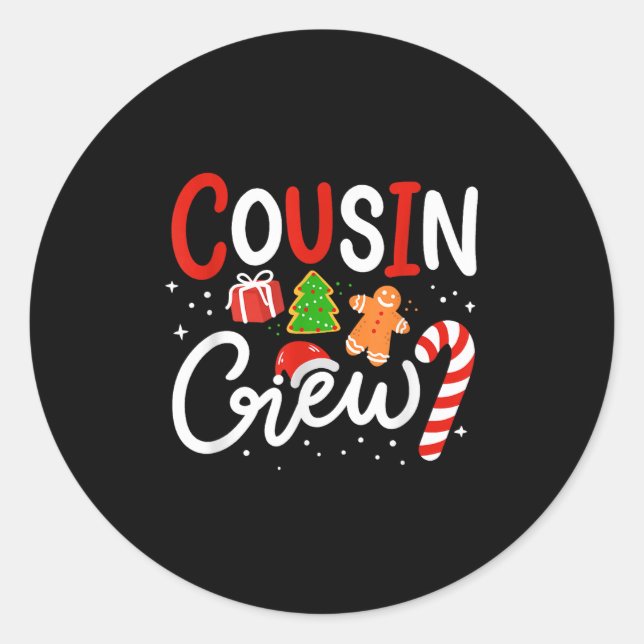 Cousin Crew Family Christmas Pajamas  Runder Aufkleber (Vorderseite)
