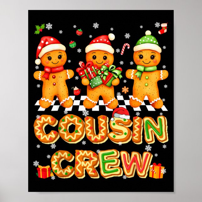 Cousin Crew Gingerbread Pjs Pajamas Christmas Xmas Poster (Vorne)