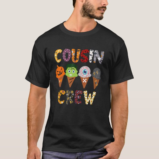 Cousin Crew Halloween Horror Eiscreme Pumpkin Fac T-Shirt (Vorderseite)