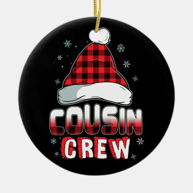 Cousin Crew Kariert Red Santas Hat Christmas Pajam Keramik Ornament (Vorne)