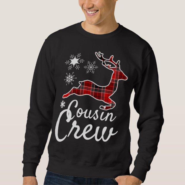 Cousin Crew Kariert Reindee Weihnachten Roter Paj Sweatshirt (Vorderseite)
