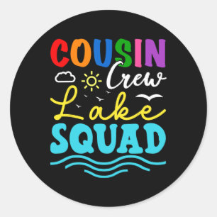 Cousin Crew Lake Squad Familienurlaub Sommer Fisch Runder Aufkleber
