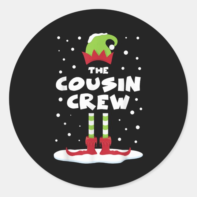 Cousin Crew Matching Group Familienurlaub Weihnach Runder Aufkleber (Vorderseite)