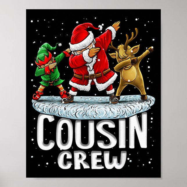 Cousin Crew Santa Elf Dabbing Matching Family Chri Poster (Vorne)