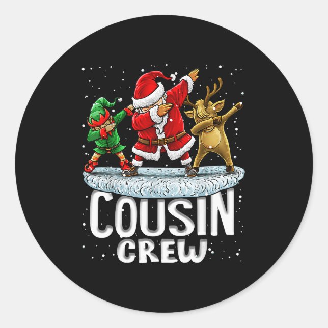Cousin Crew Santa Elf Dabbing Matching Family Chri Runder Aufkleber (Vorderseite)