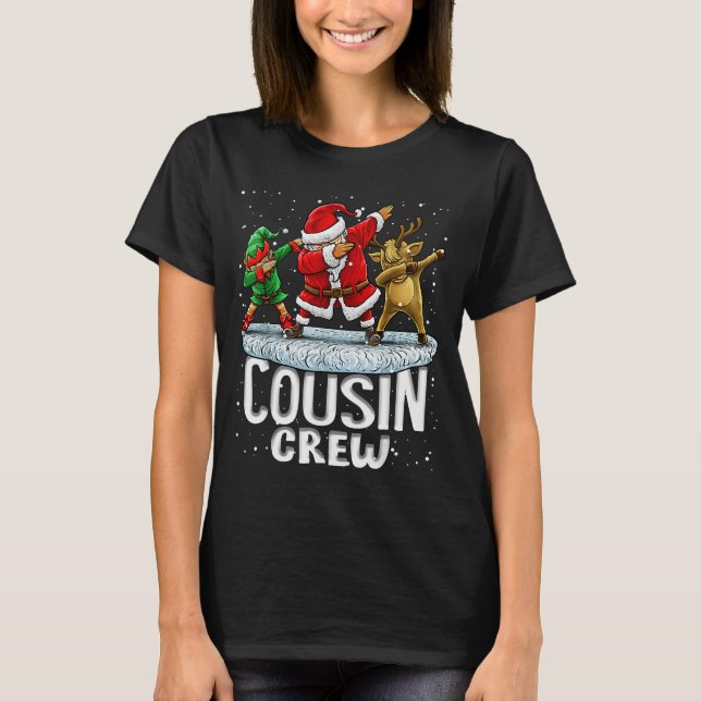 Cousin Crew Santa Elf Dabbing Matching Family Chri T-Shirt (Vorderseite)