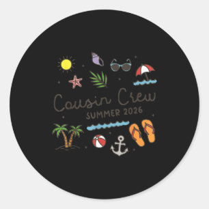 Cousin-Crew Sommer 2026 Urlaub Hawaii Strand Runder Aufkleber