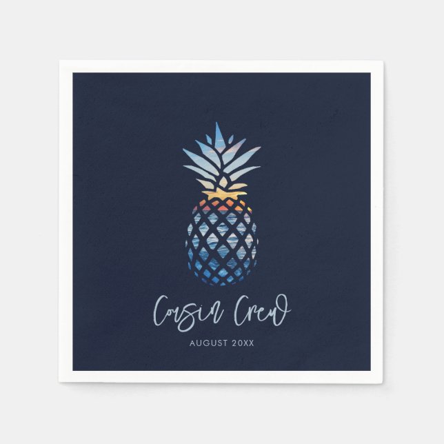 Cousin Crew Sunset Beach Ananas Family Wiedersehen Serviette (Vorderseite)