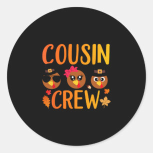 Cousin Crew Thanksgiving Kinder Familien Passende Runder Aufkleber