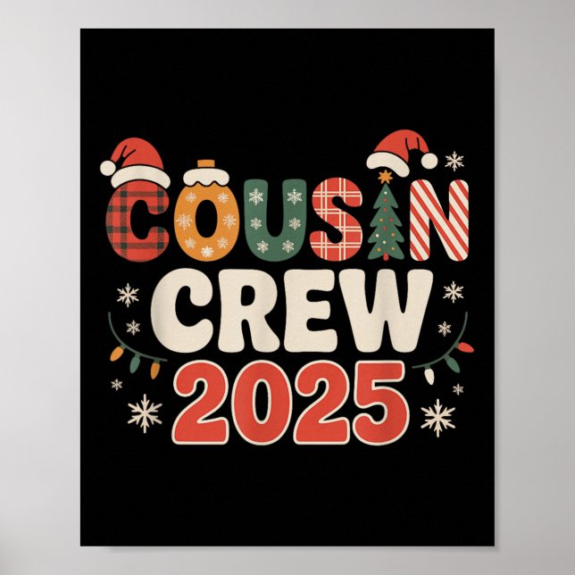 Cousin Crew Weihnachten 2025 Familienmatching Weih Poster (Vorne)
