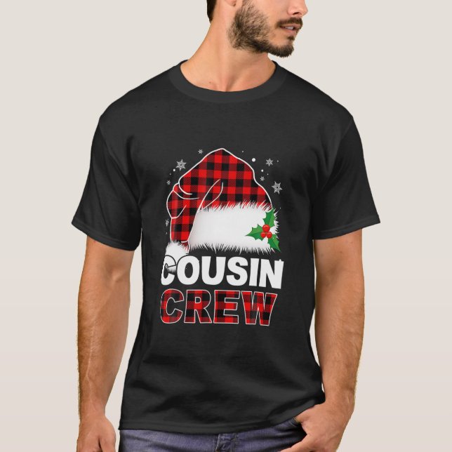 Cousin Crew Weihnachten Butiflo Kariert Rote Weihn T-Shirt (Vorderseite)
