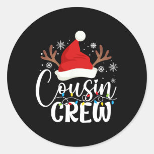 Cousin Crew Weihnachten Matching Xmas Lights Pajam Runder Aufkleber