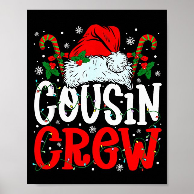 Cousin Crew Weihnachten Santa Hut Xmas Lichter Män Poster (Vorne)