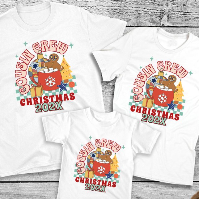 Cousin Crew Weihnachts-Matching Cousins Retro T-Shirt (Von Creator hochgeladen)