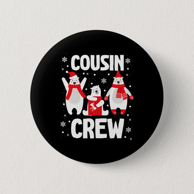 Cousin Crew Weihnachts-PJs - Familie Eisbär  Button (Vorderseite)